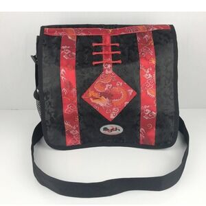 Mythwear Messenger‎ Bag Black Red Dragon Print Crossbody PLEASE READ DESCRIPTION